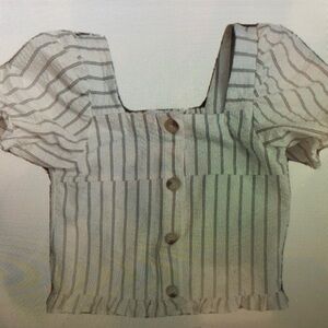 Charming Striped Square Neck Blouse